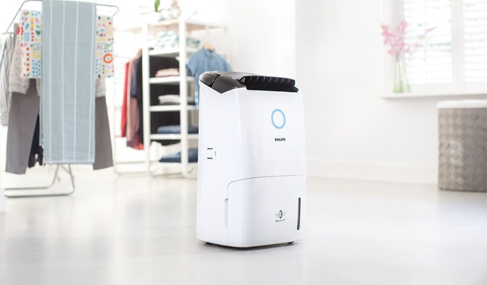 Air dehumidifier being used in a bedroom