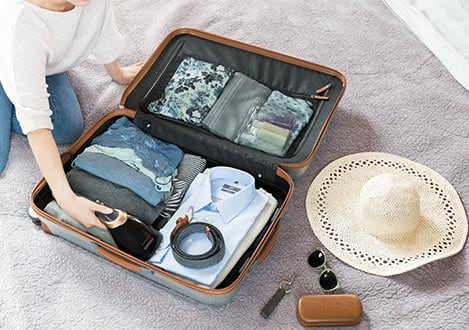 Packing the Steam&Go travel steamer in luggage