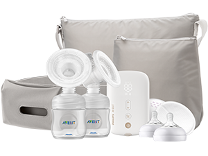 Double electric breast pump and nipples Philips Avent