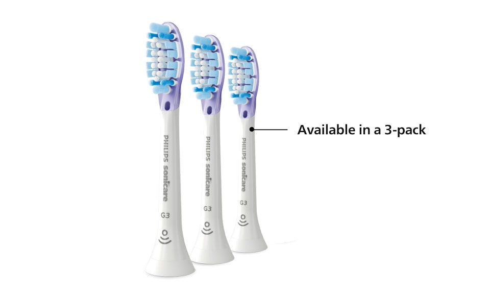 Three Philips Sonicare Premium Gum Care brush heads