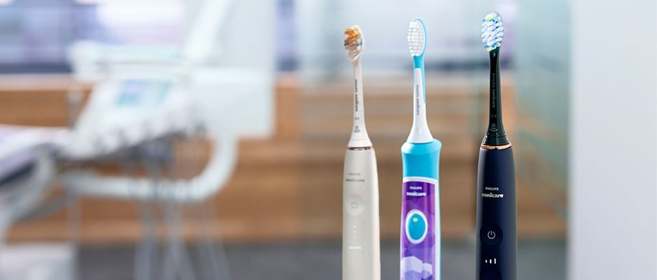 Three power toothbrushes