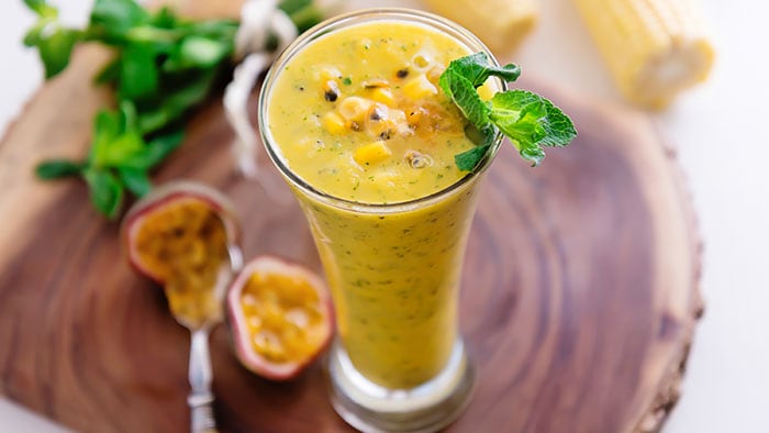Apricot Passionfruit with Corn and Mint