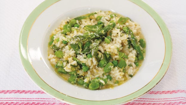 Risotto Primavera with asparagus, broad beans & peas
