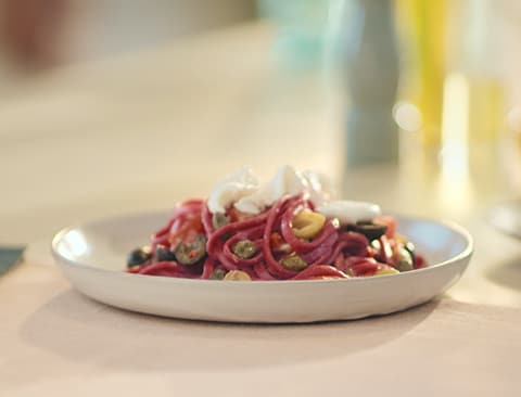 Beetroot fettuccini