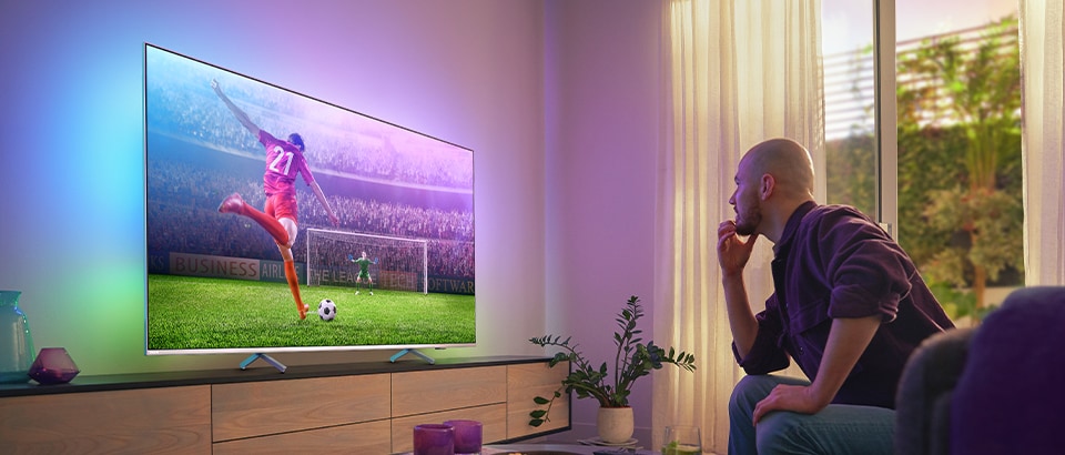 The Ambilight TV of Philips with dynamic surround light.