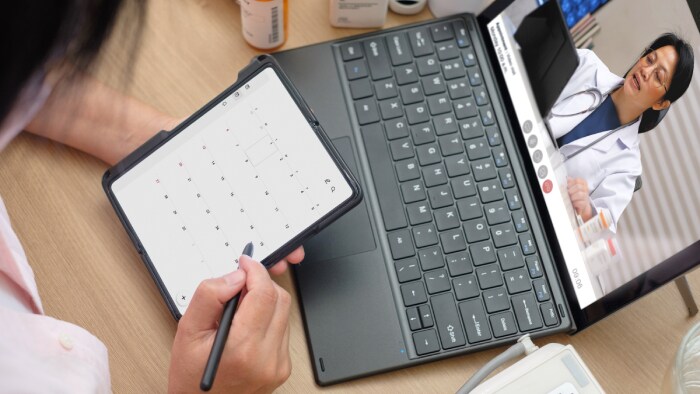 patient undergoing telehealth consultation with a physician